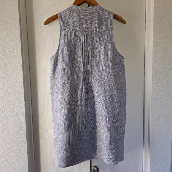 Faherty- Isha Linen Mini Dress Blue Mini Stripe SzM - Picture 11 of 12